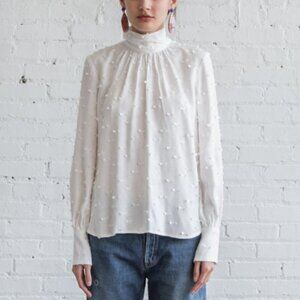 Rachel Comey OFF WHITE Women's Lashes Crepe L/S Rite Top size 4/small
